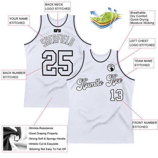 Custom White White-Black Authentic Throwback Basketball Jersey - Sky-Custom