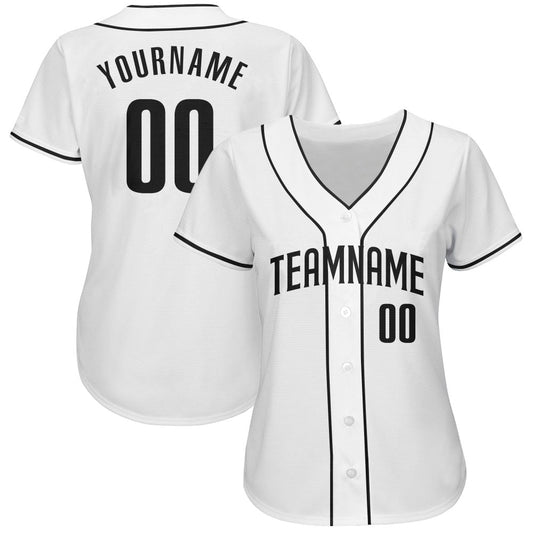 Custom White Black Authentic Baseball Jersey - Sky-Custom