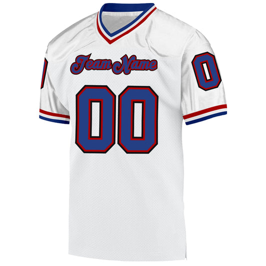 Custom White Royal-Red Mesh Authentic Throwback Football Jersey - Sky-Custom