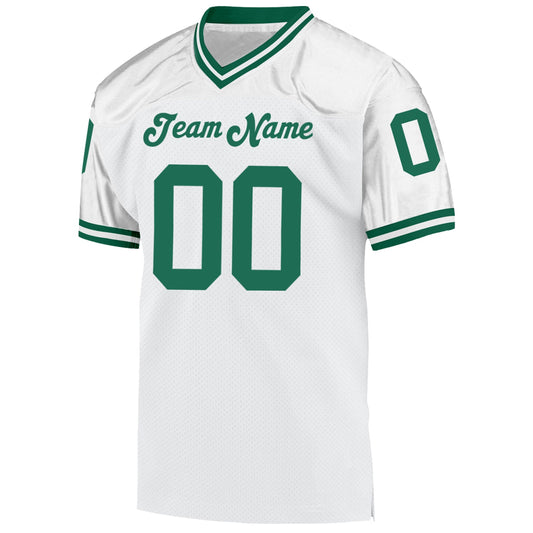 Custom White Kelly Green Mesh Authentic Throwback Football Jersey - Sky-Custom