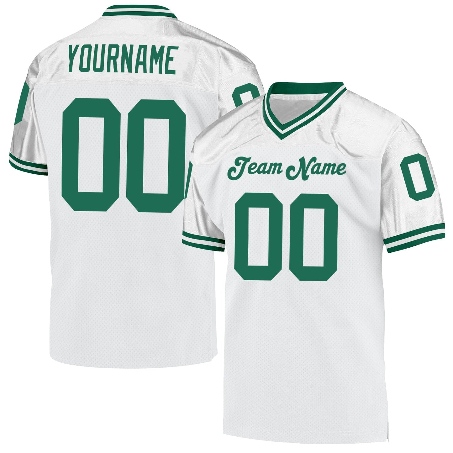 Custom White Kelly Green Mesh Authentic Throwback Football Jersey - Sky-Custom