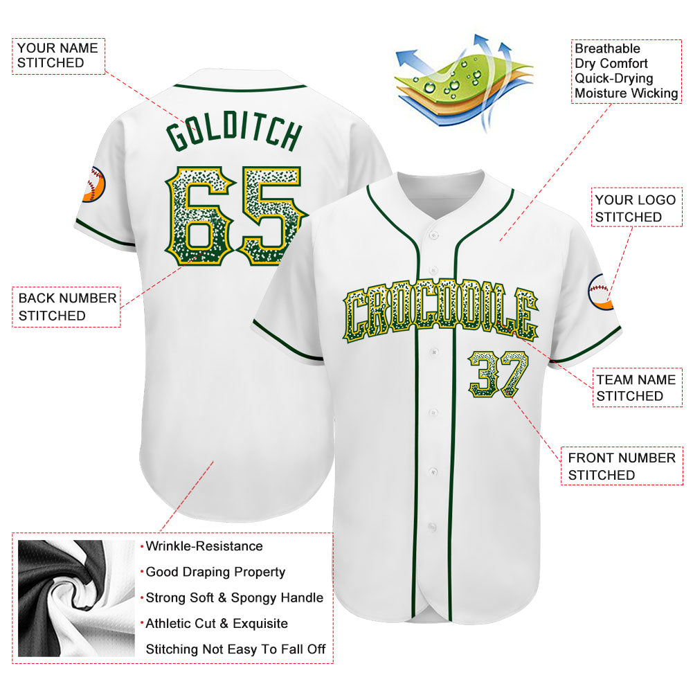Custom White Green-Gold Authentic Drift Fashion Baseball Jersey - Sky-Custom