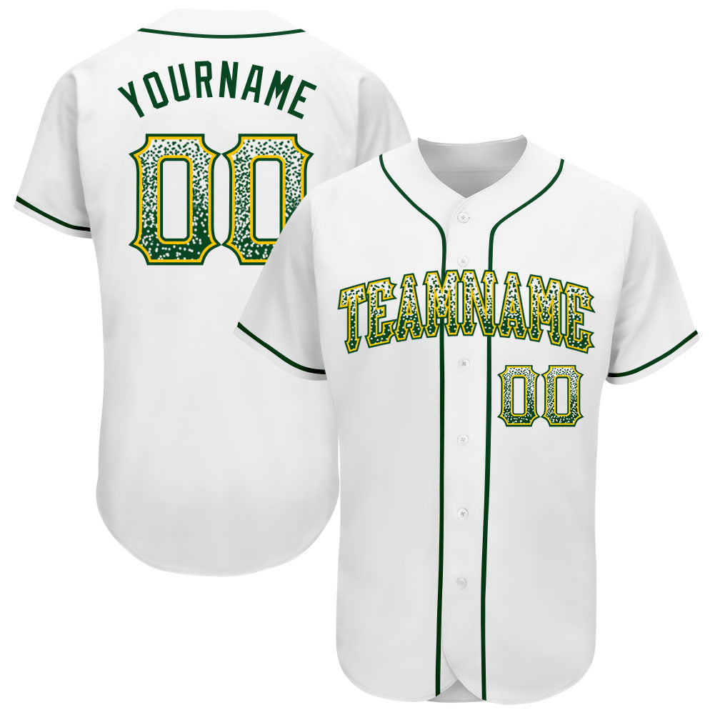 Custom White Green-Gold Authentic Drift Fashion Baseball Jersey - Sky-Custom