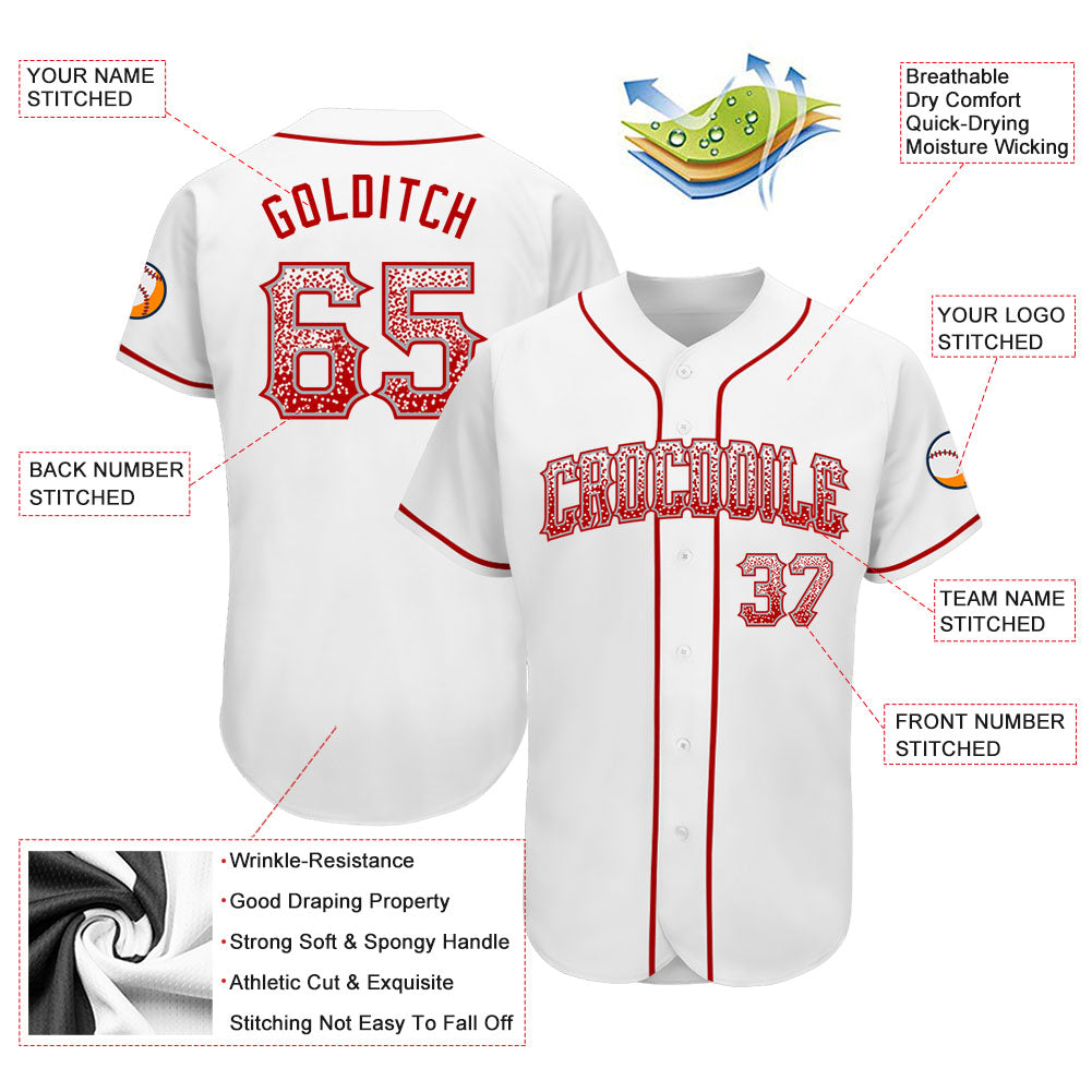 Custom White Red-Gray Authentic Drift Fashion Baseball Jersey - Sky-Custom