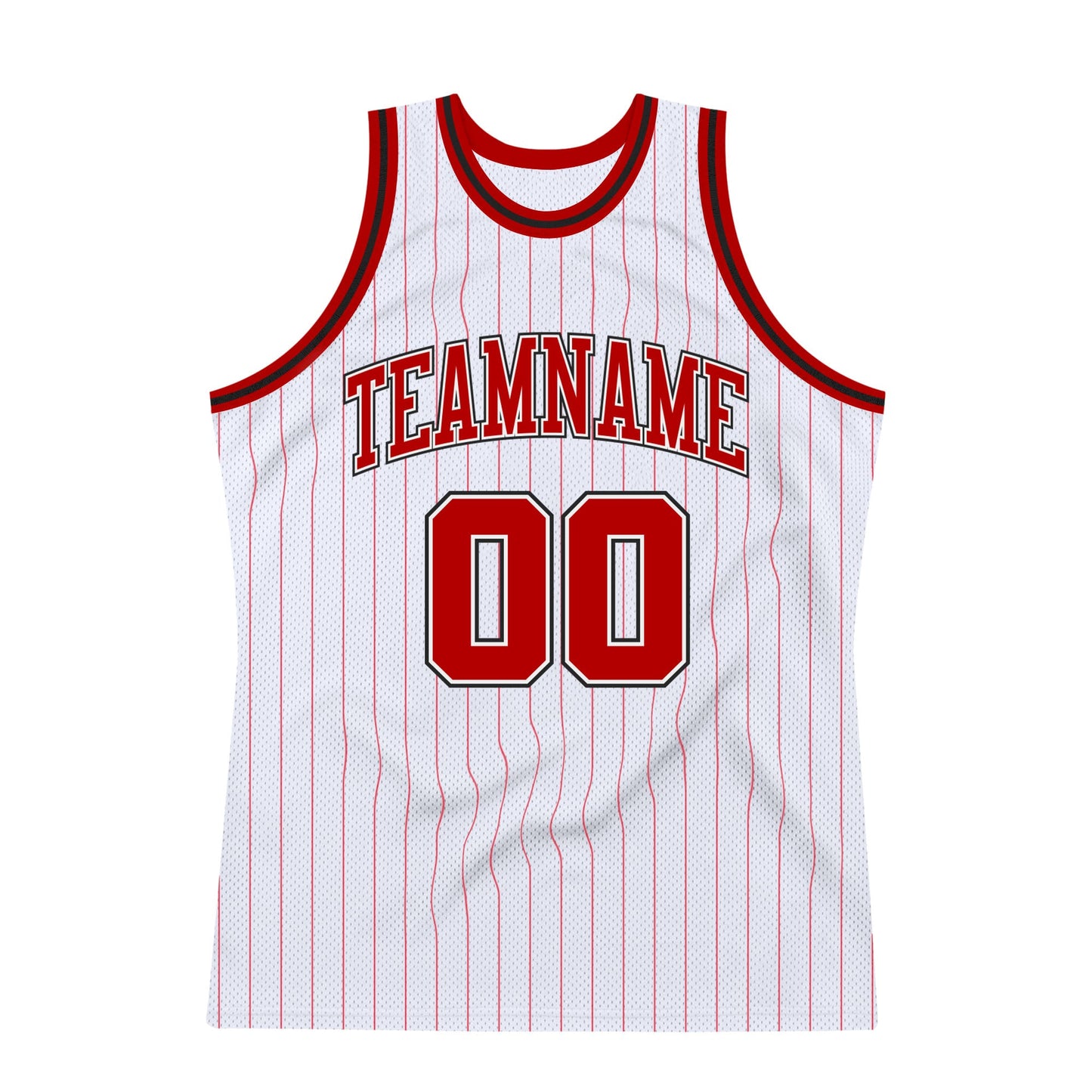 Custom White Red Pinstripe Red-Black Authentic Basketball Jersey - Sky-Custom
