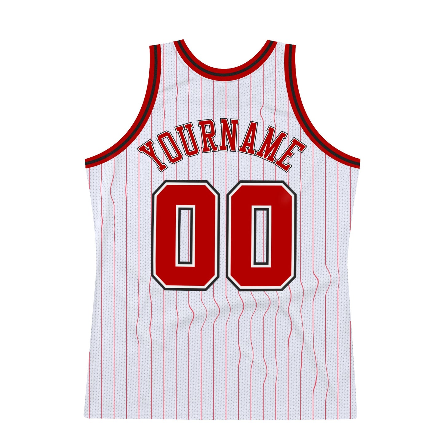 Custom White Red Pinstripe Red-Black Authentic Basketball Jersey - Sky-Custom
