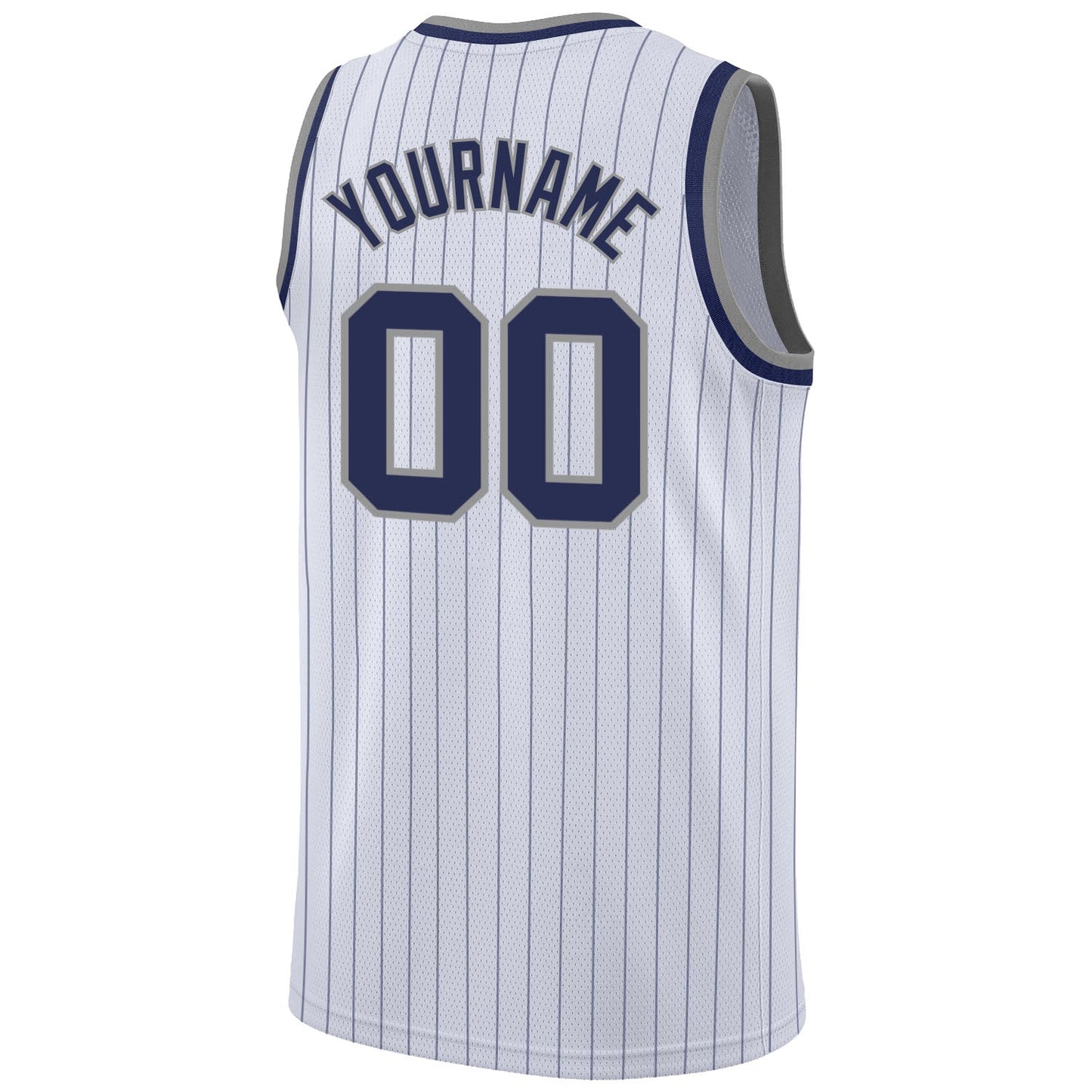 Custom White Navy Pinstripe Navy-Gray Authentic Basketball Jersey - Sky-Custom