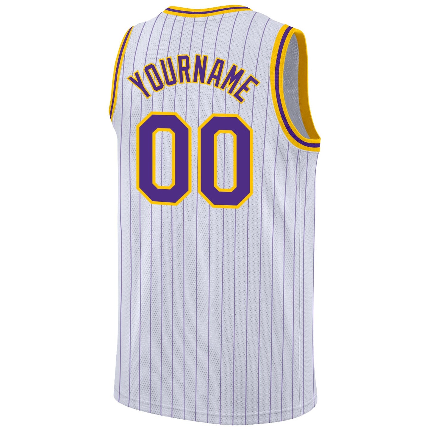 Custom White Purple Pinstripe Purple-Gold Authentic Basketball Jersey - Sky-Custom