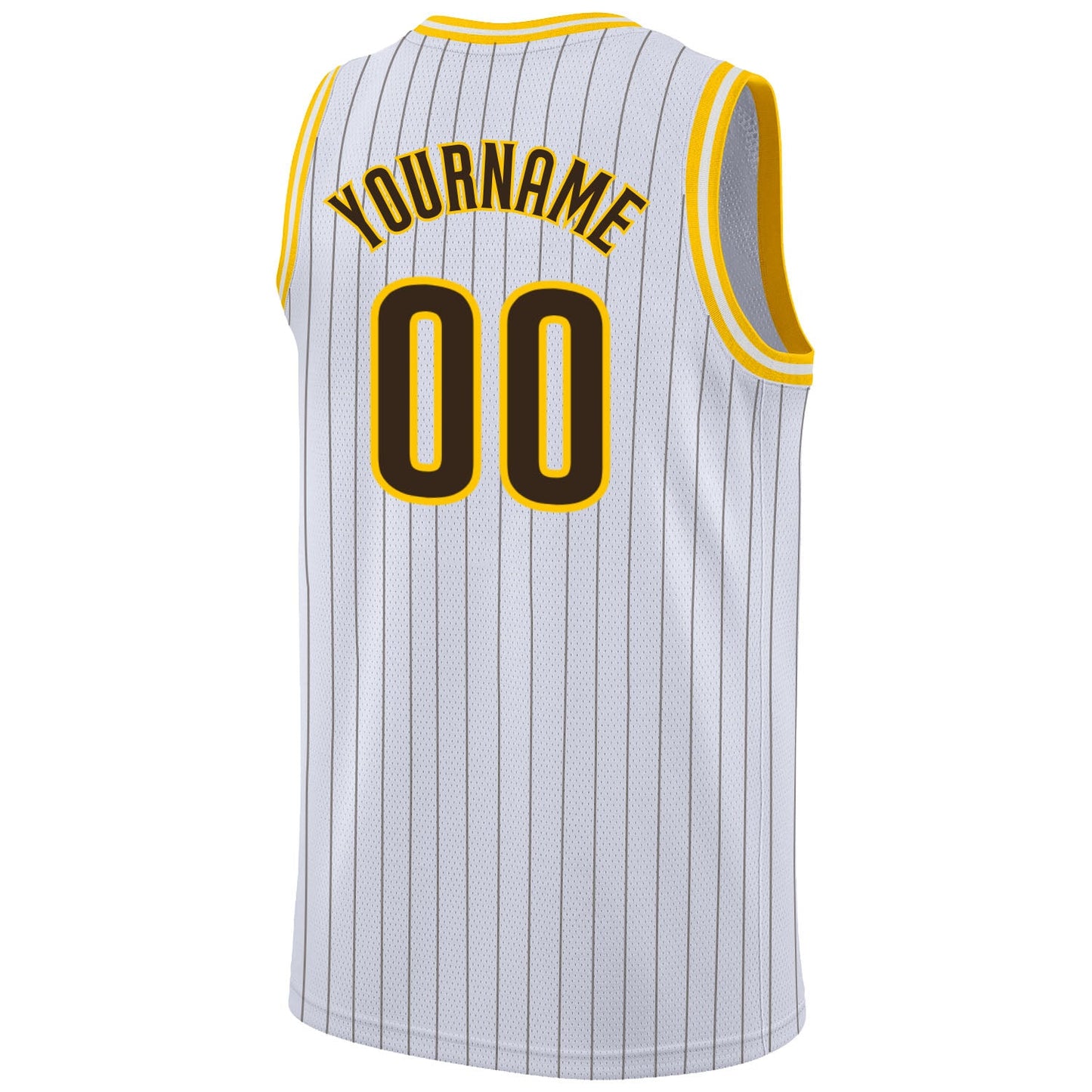 Custom White Brown Pinstripe Brown-Gold Authentic Basketball Jersey - Sky-Custom