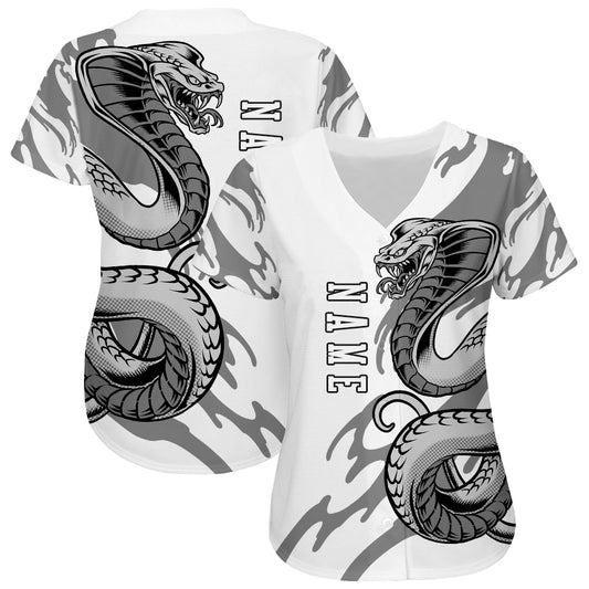 Custom White White-Black 3D Snake Authentic Baseball Jersey - Sky-Custom