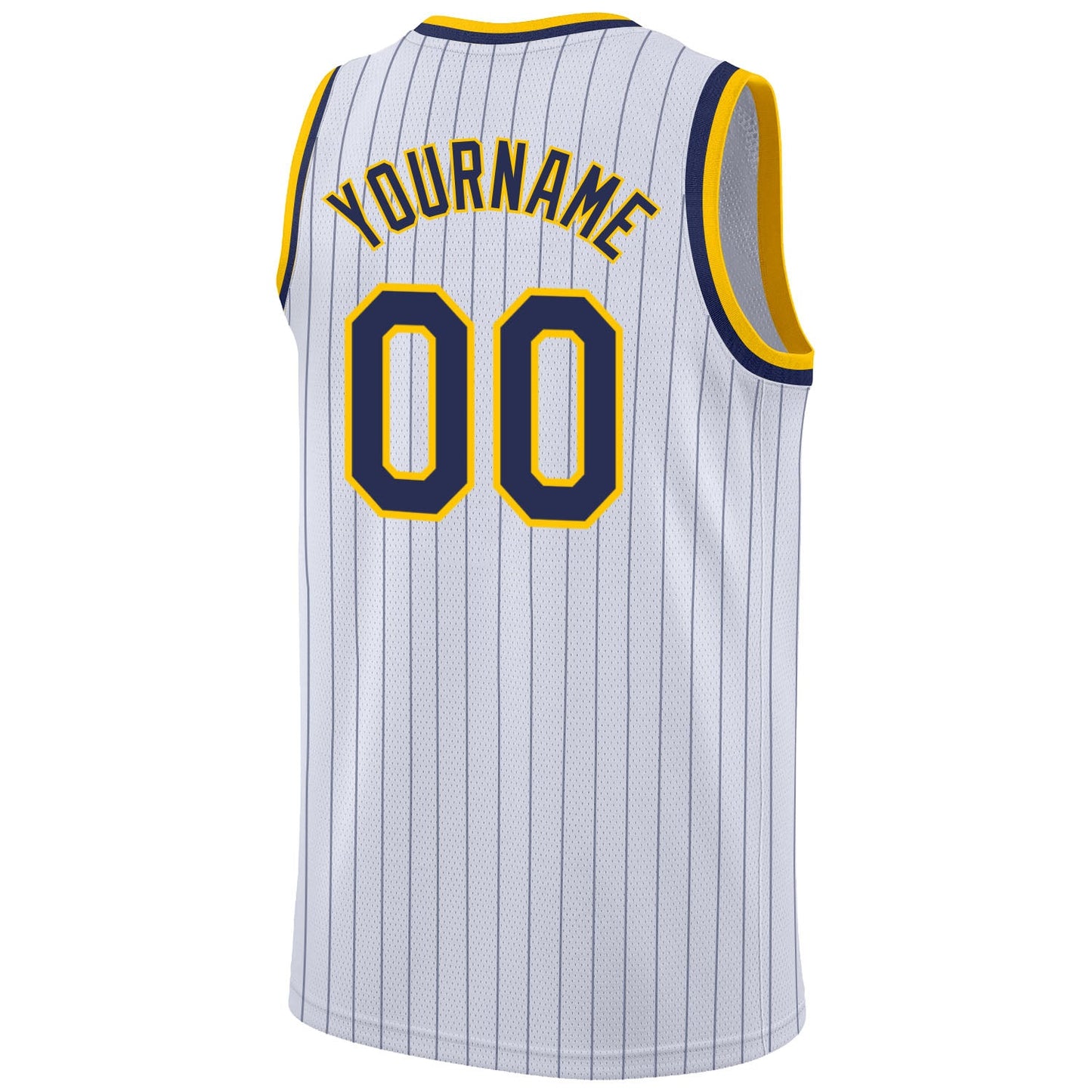 Custom White Navy Pinstripe Navy-Gold Authentic Basketball Jersey - Sky-Custom