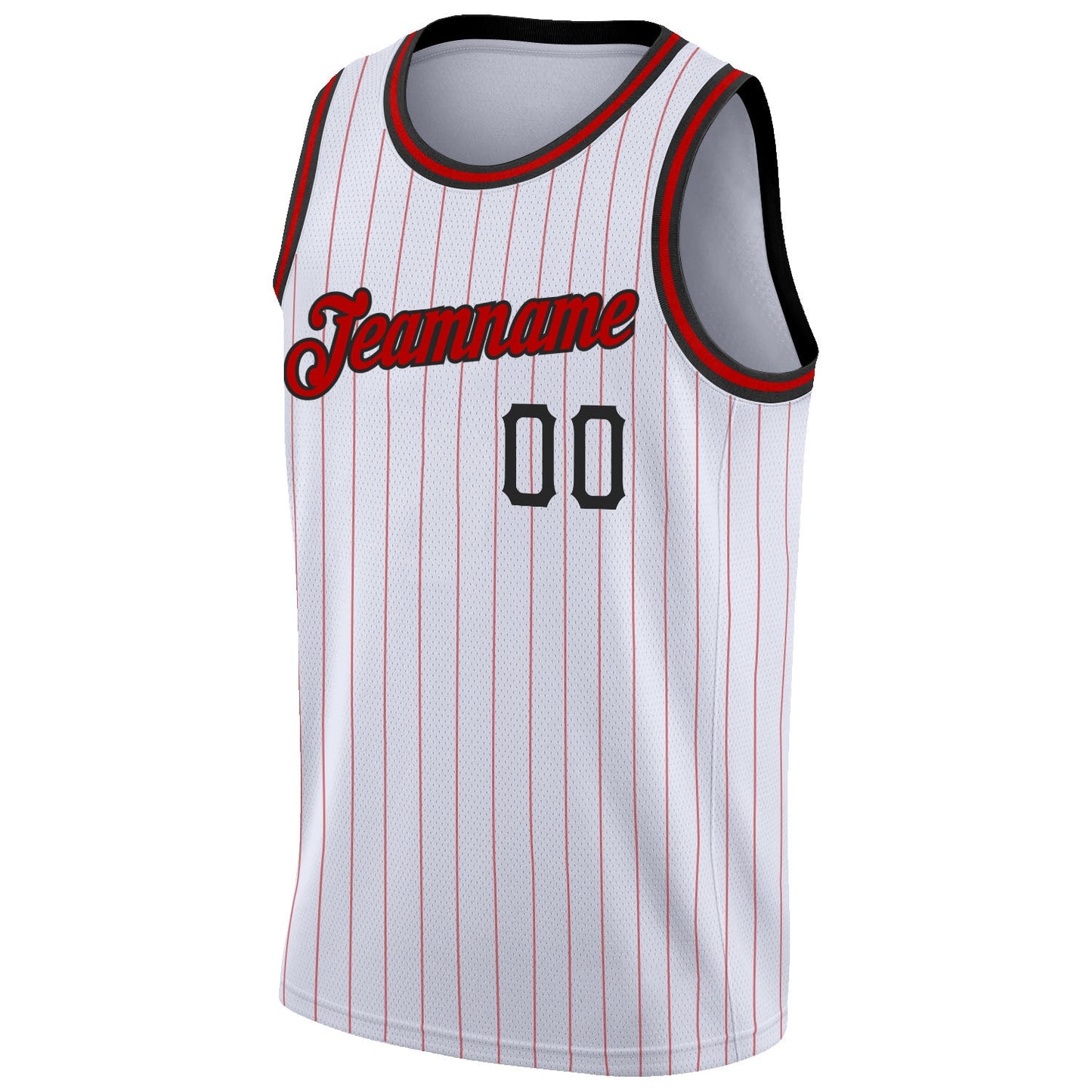Custom White Red Pinstripe Red-Black Authentic Basketball Jersey - Sky-Custom