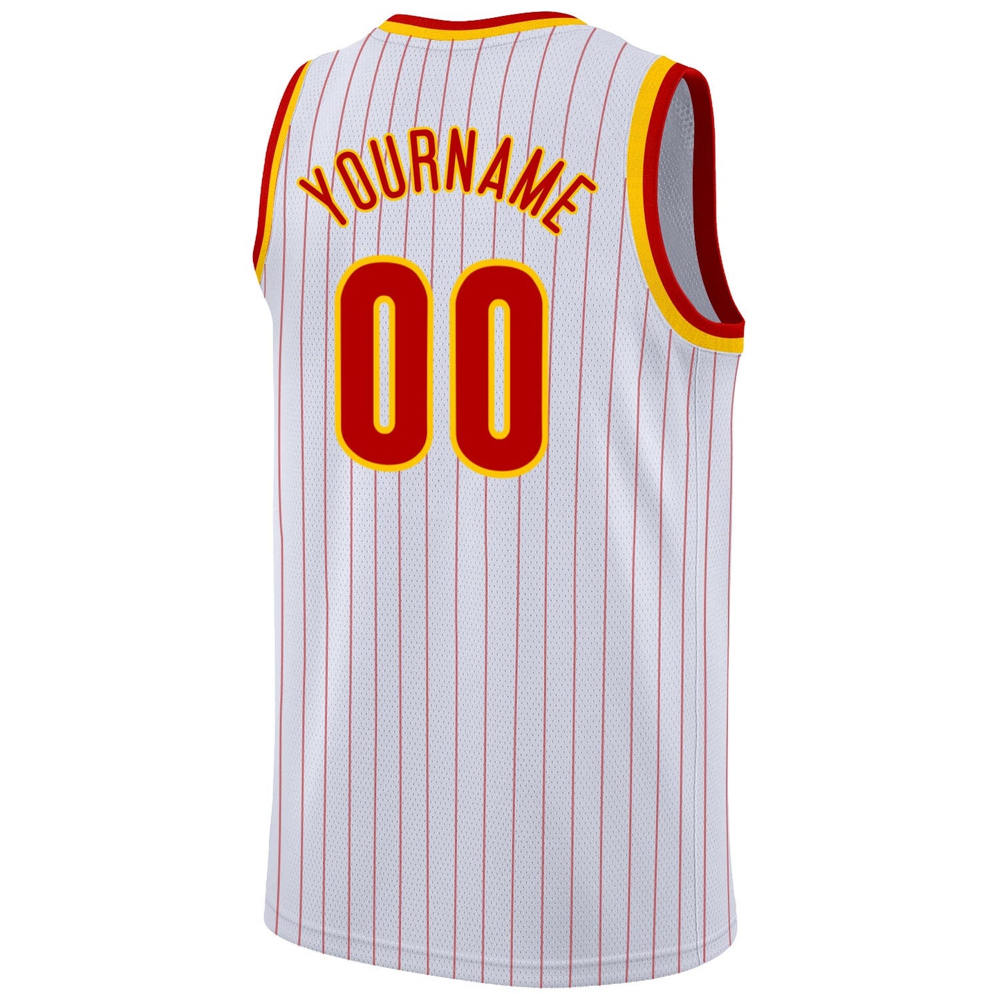 Custom White Red Pinstripe Red-Gold Authentic Basketball Jersey - Sky-Custom