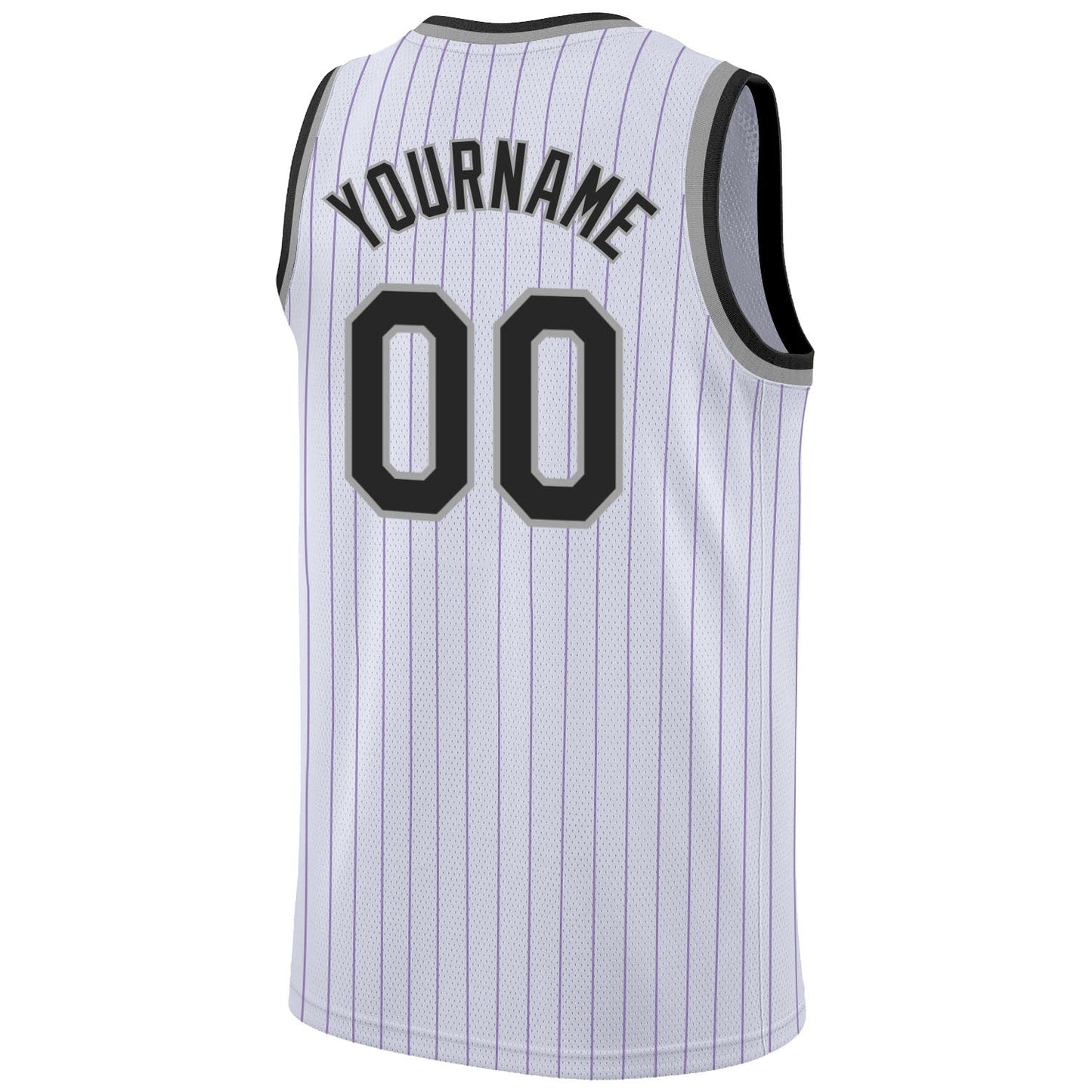 Custom White Purple Pinstripe Black-Gray Authentic Basketball Jersey - Sky-Custom
