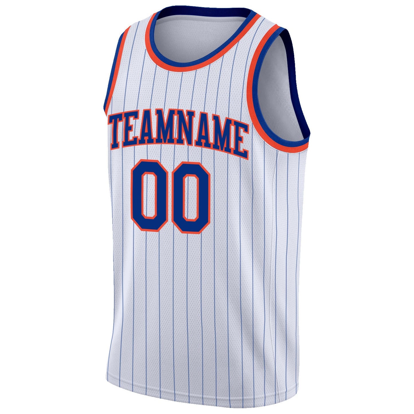 Custom White Royal Pinstripe Royal-Orange Authentic Basketball Jersey - Sky-Custom