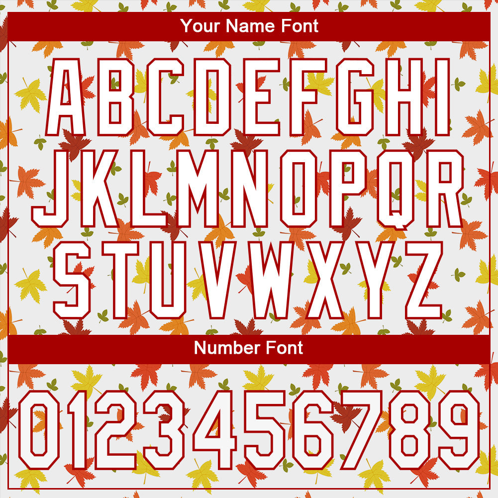 Custom White White-Red 3D Pattern Design Autumn Leaves Authentic Baseball Jersey - Sky-Custom