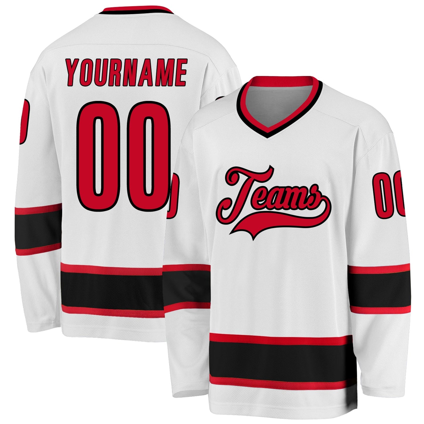 Custom White Red-Black Hockey Jersey - Sky-Custom