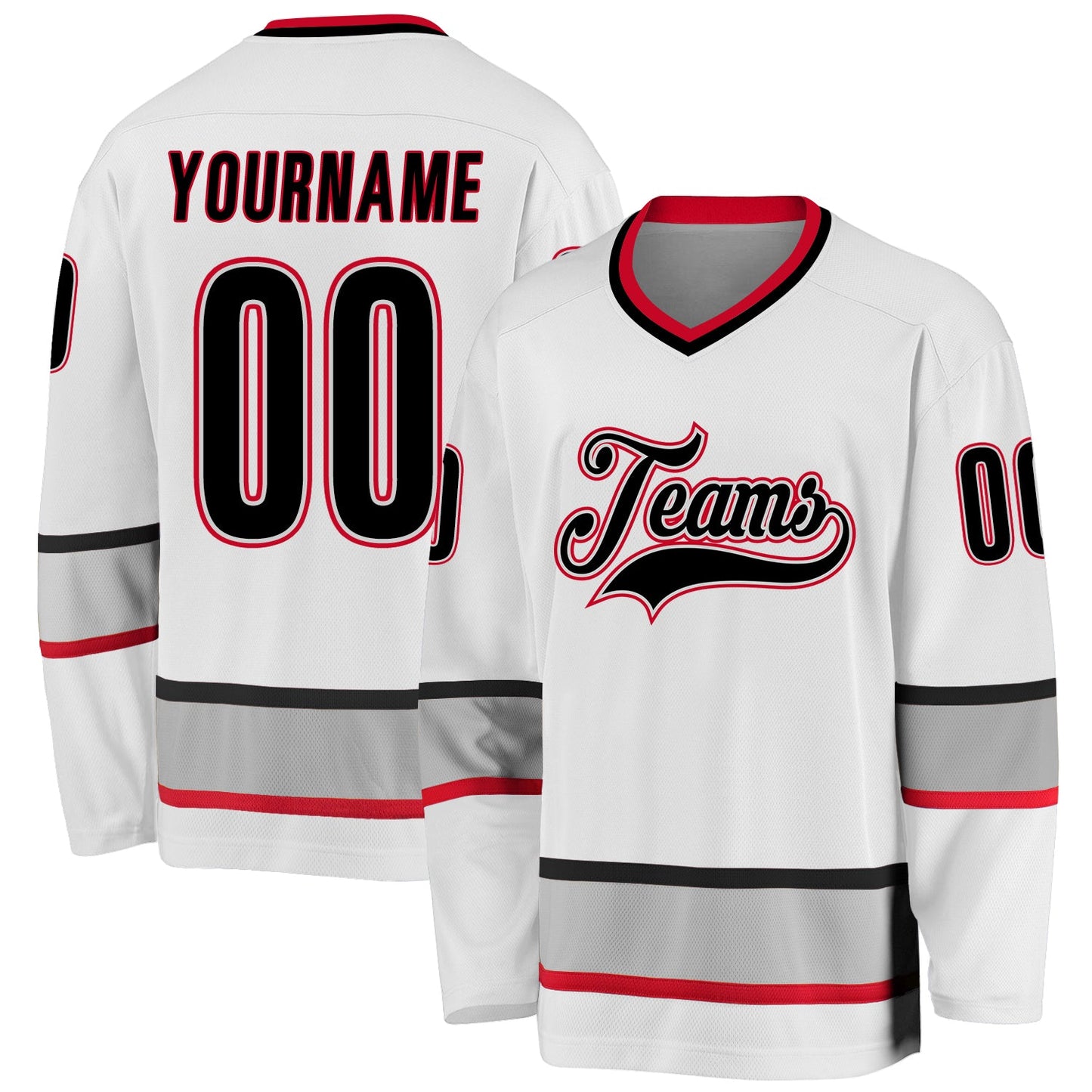 Custom White Black-Gray Hockey Jersey - Sky-Custom