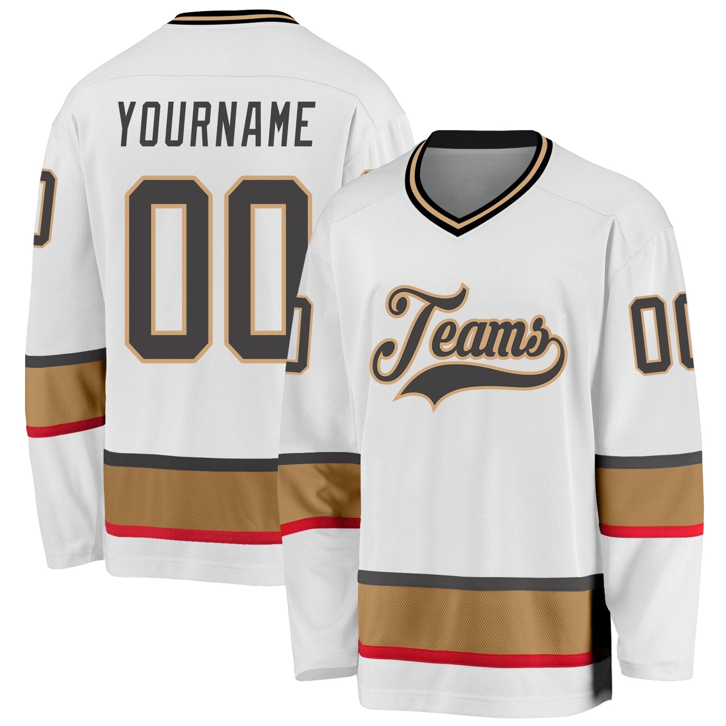 Custom White Steel Gray-Old Gold Hockey Jersey - Sky-Custom