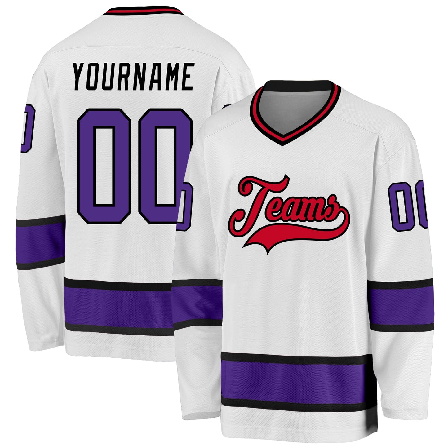 Custom White Purple-Black Hockey Jersey - Sky-Custom