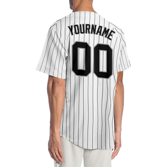 Custom White Black Pinstripe Black-Gray Authentic Baseball Jersey - Sky-Custom
