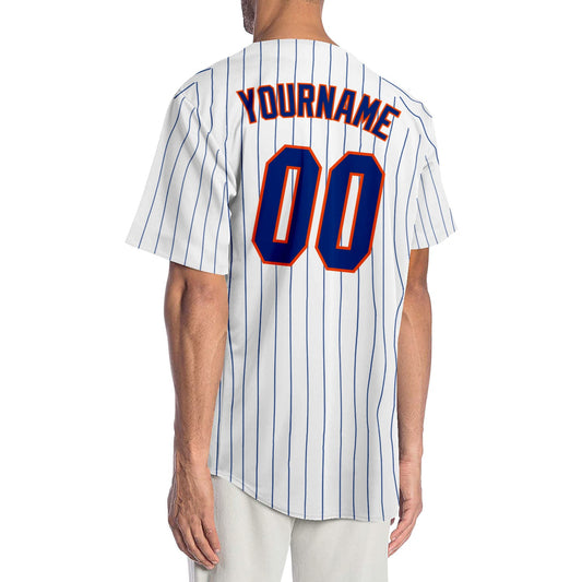 Custom White Royal Pinstripe Royal-Orange Authentic Baseball Jersey - Sky-Custom