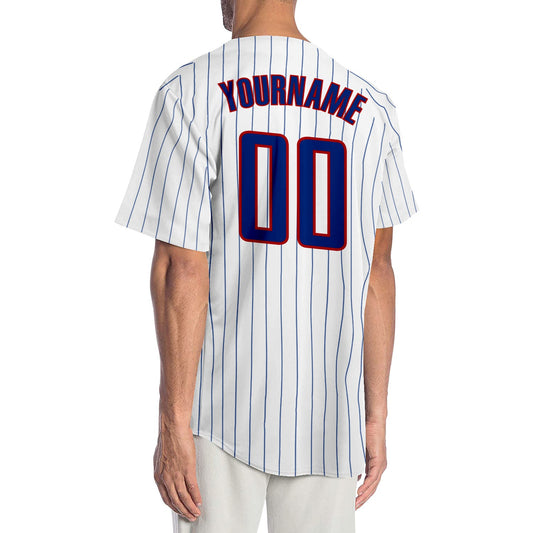 Custom White Royal Pinstripe Royal-Red Authentic Baseball Jersey - Sky-Custom