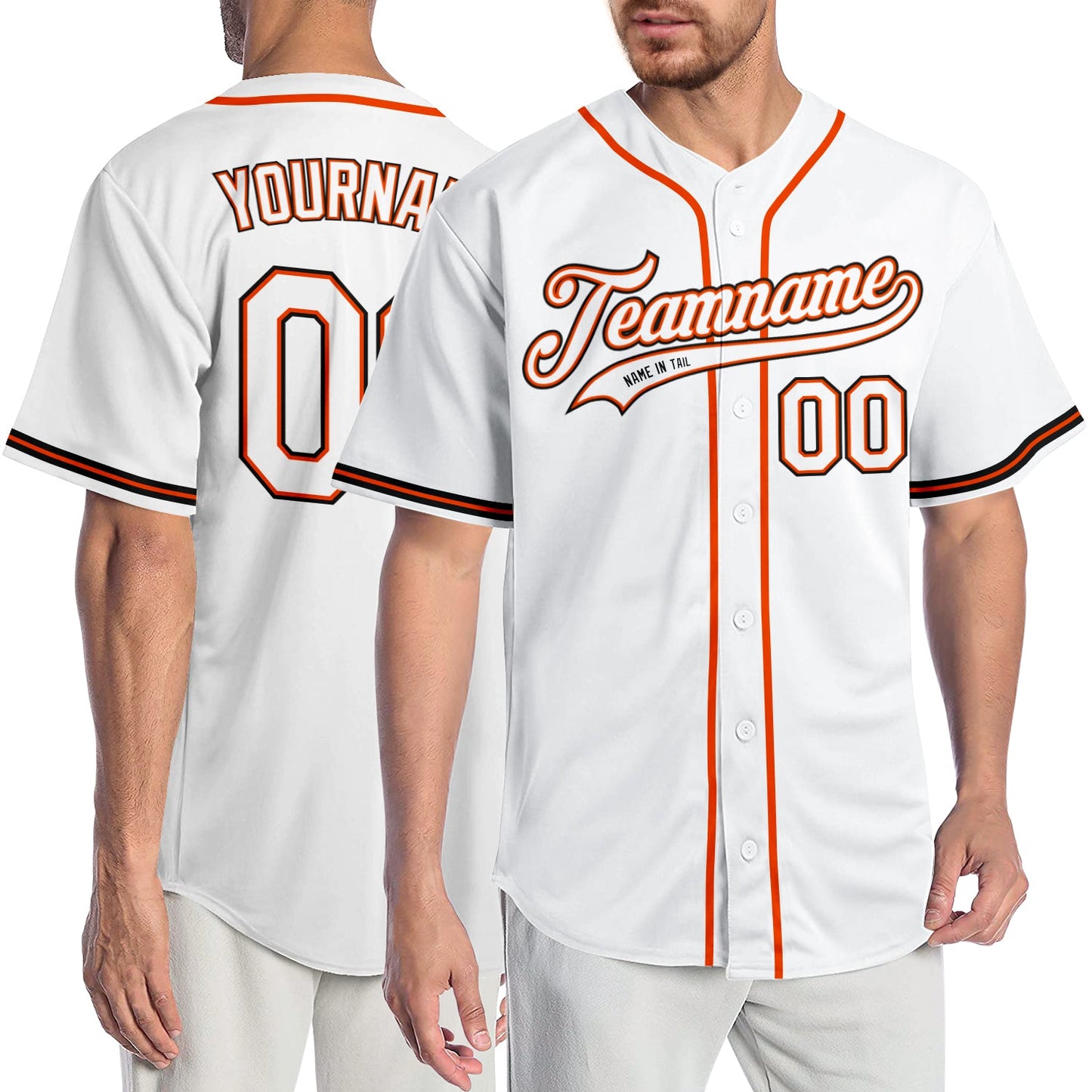 Custom White White-Orange Authentic Baseball Jersey - Sky-Custom