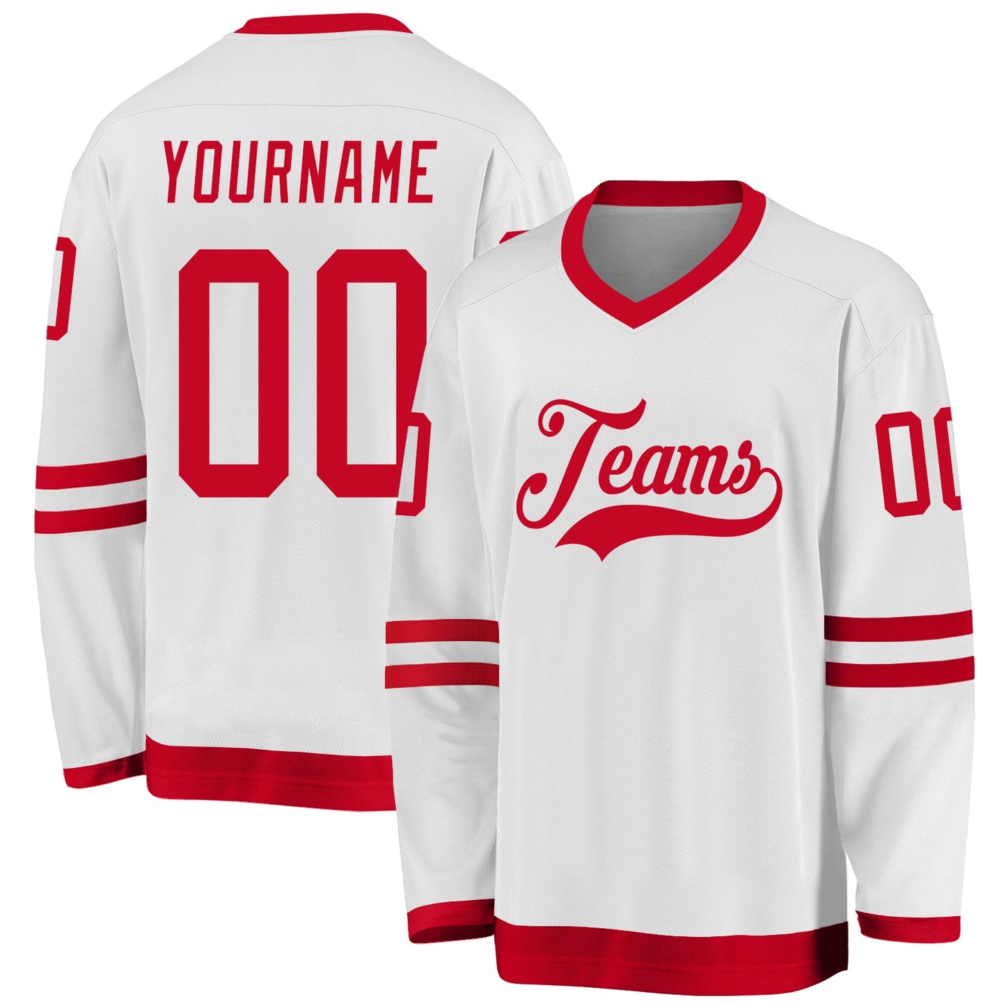 Custom White Red Hockey Jersey - Sky-Custom