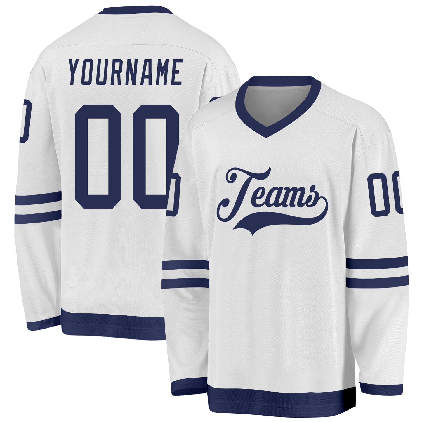 Custom White Navy Hockey Jersey - Sky-Custom