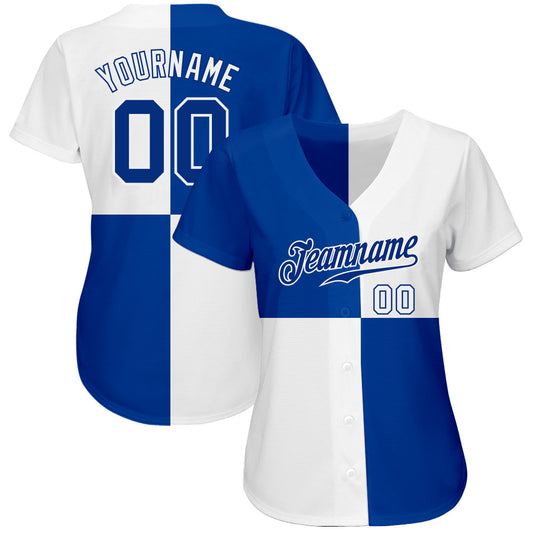 Custom White Royal 3D Pattern Design Multicolor Authentic Baseball Jersey - Sky-Custom