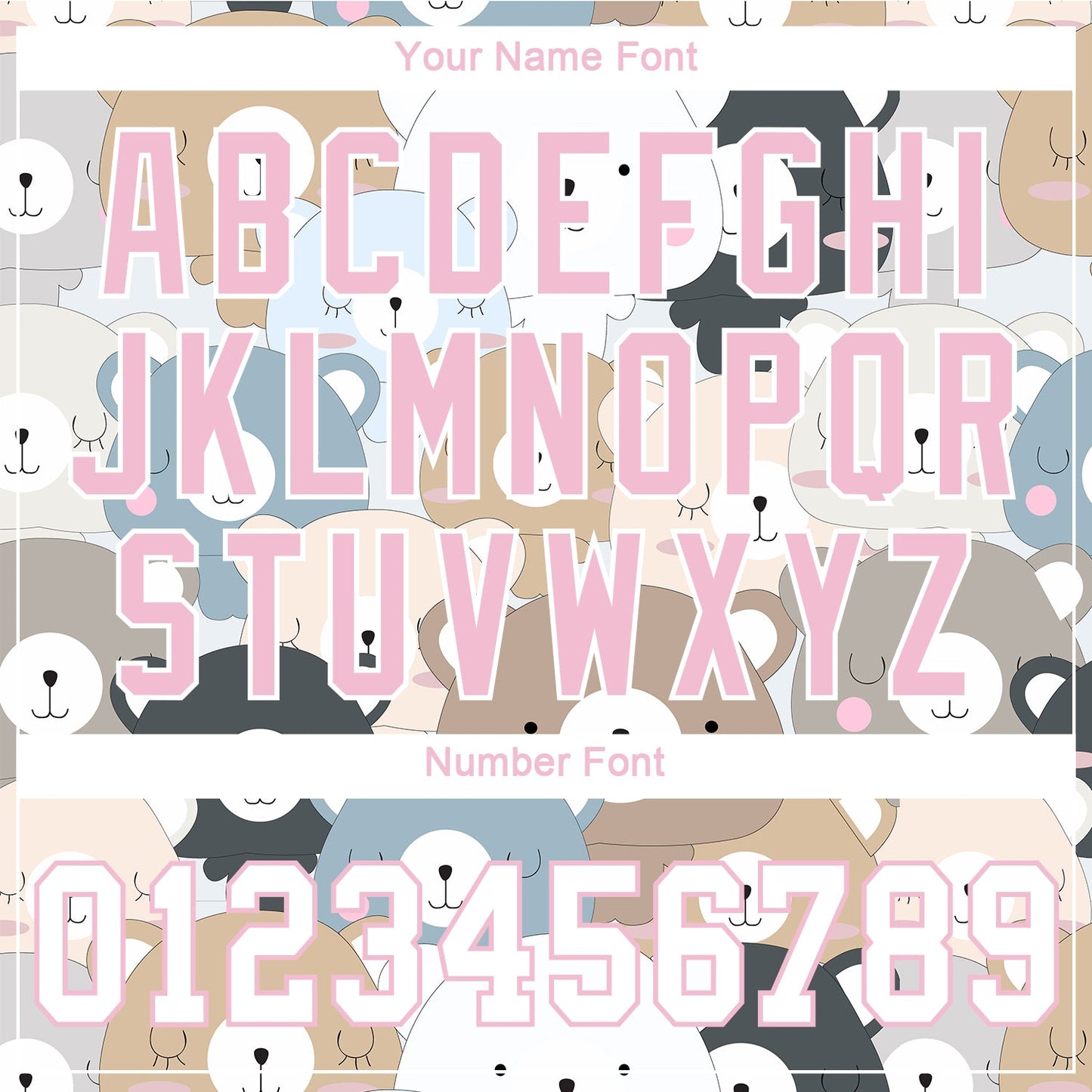 Custom White White-Light Pink 3D Pattern Design Teddy Bears Authentic Baseball Jersey - Sky-Custom