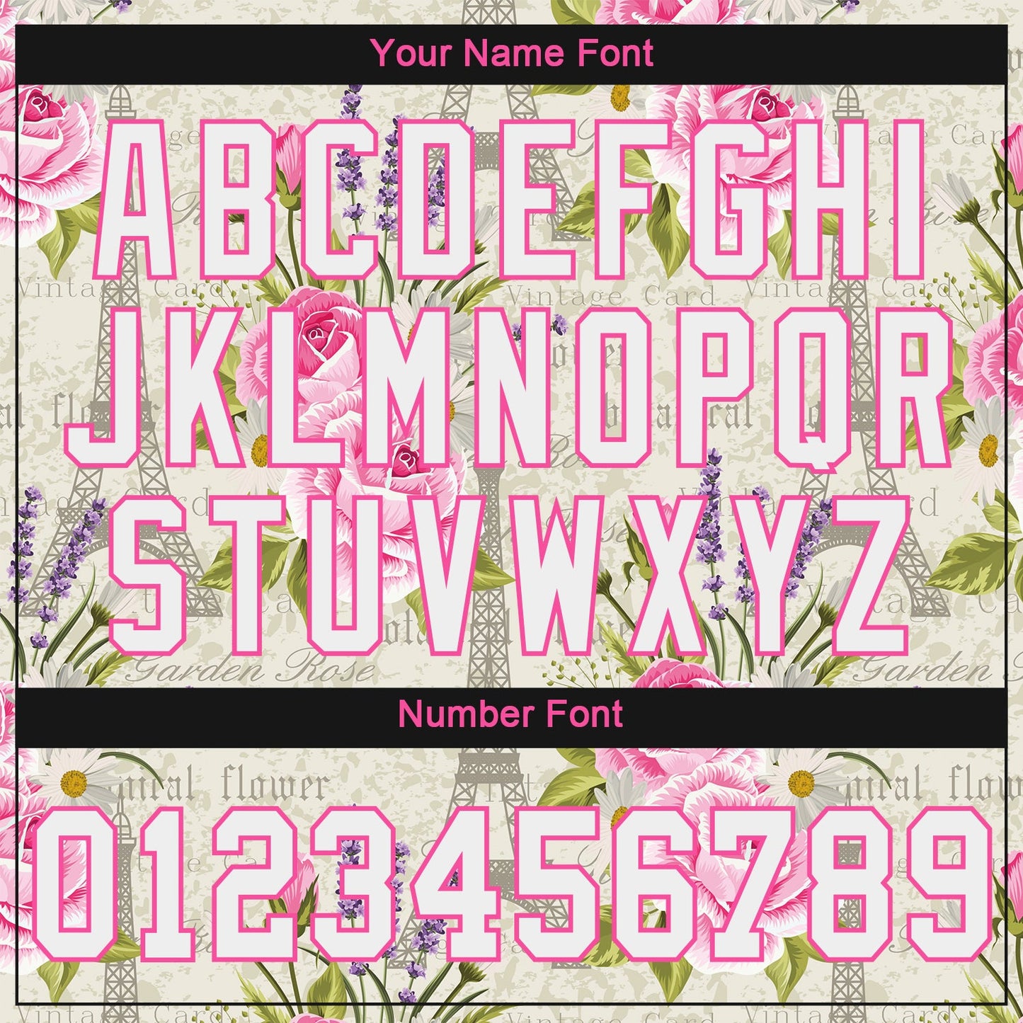 Custom White White-Pink 3D Pattern Design Floral Pattern With The Eiffel Tower Authentic Baseball Jersey - Sky-Custom