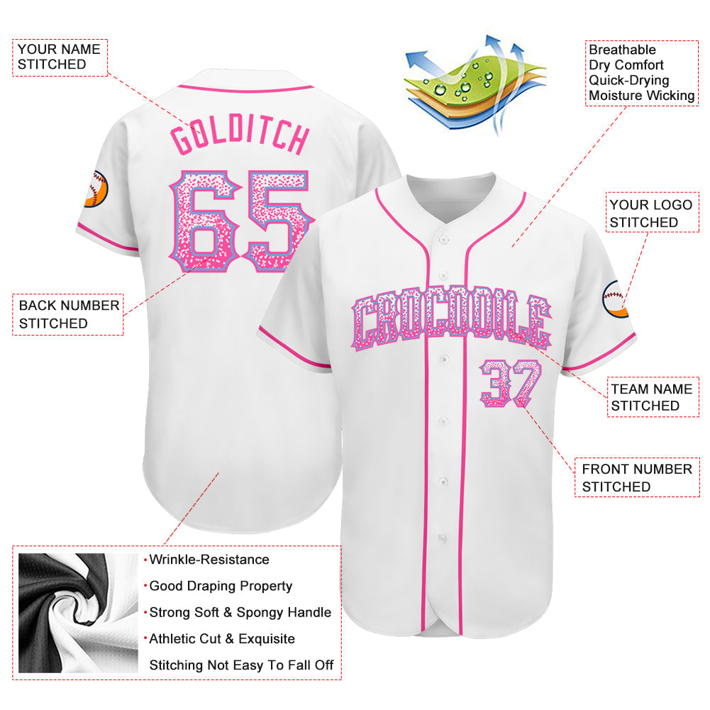 Custom White Pink-Light Blue Authentic Drift Fashion Baseball Jersey - Sky-Custom