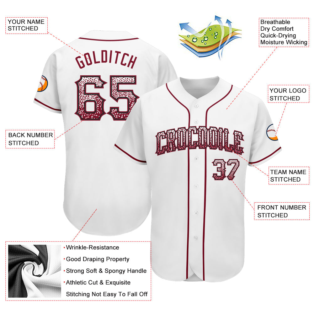 Custom White Crimson-Black Authentic Drift Fashion Baseball Jersey - Sky-Custom