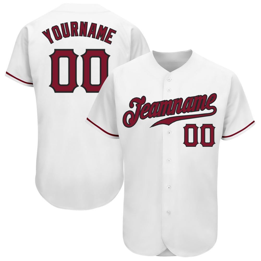 Custom White Crimson-Black Authentic Baseball Jersey - Sky-Custom