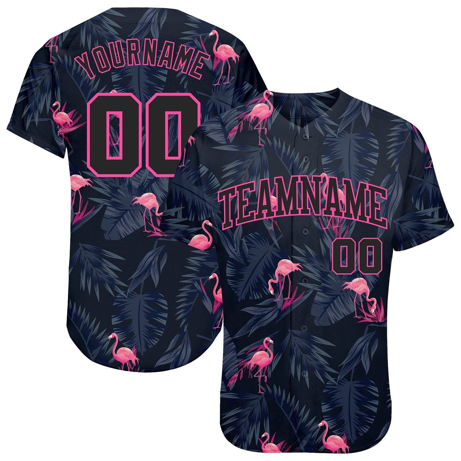 Custom 3D Pattern Design Flamingo Authentic Baseball Jersey - Sky-Custom