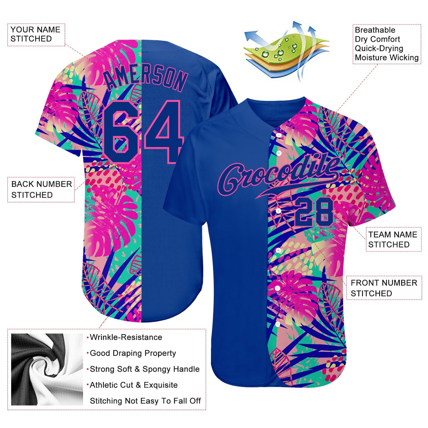 Custom 3D Pattern Design Summer Authentic Baseball Jersey - Sky-Custom