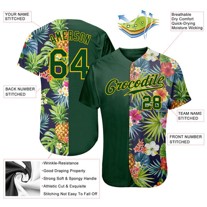 Custom 3D Pattern Design Tropical Pattern With Pineapples Palm Leaves And Flowers Authentic Baseball Jersey - Sky-Custom