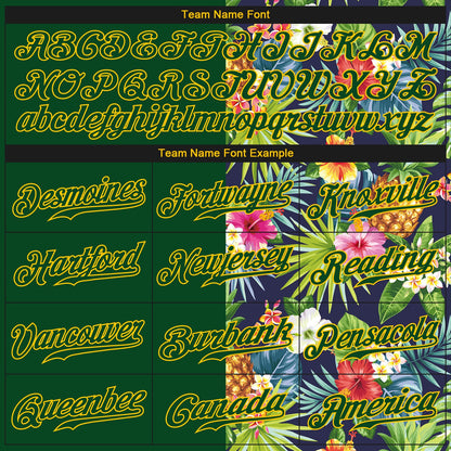 Custom 3D Pattern Design Tropical Pattern With Pineapples Palm Leaves And Flowers Authentic Baseball Jersey - Sky-Custom
