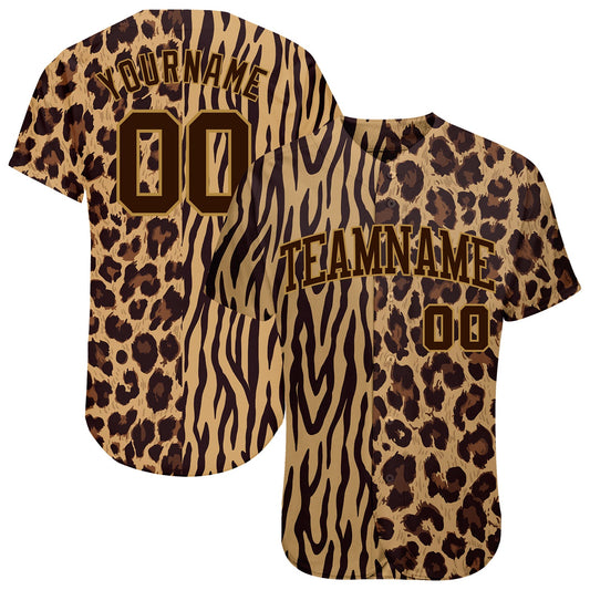 Custom 3D Pattern Design Leopard Skin Zebra Stripe Authentic Baseball Jersey - Sky-Custom