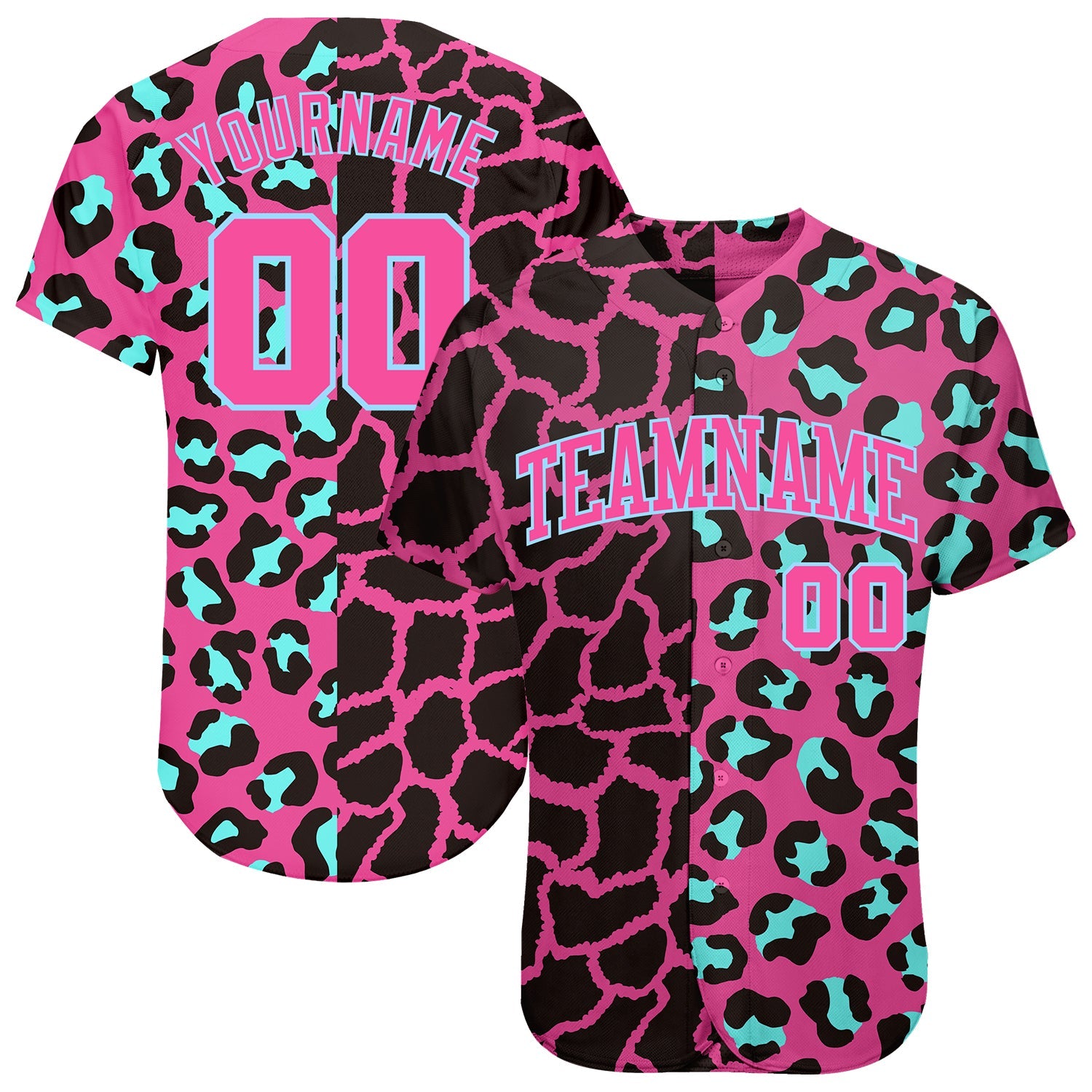 Custom 3D Pattern Design Leopard Authentic Baseball Jersey - Sky-Custom