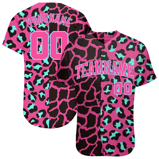 Custom 3D Pattern Design Leopard Authentic Baseball Jersey - Sky-Custom