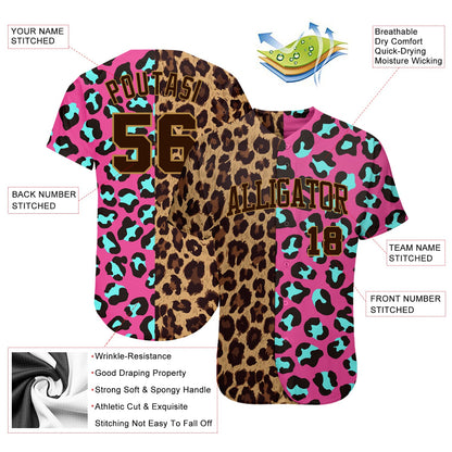Custom 3D Pattern Design Leopard Authentic Baseball Jersey - Sky-Custom