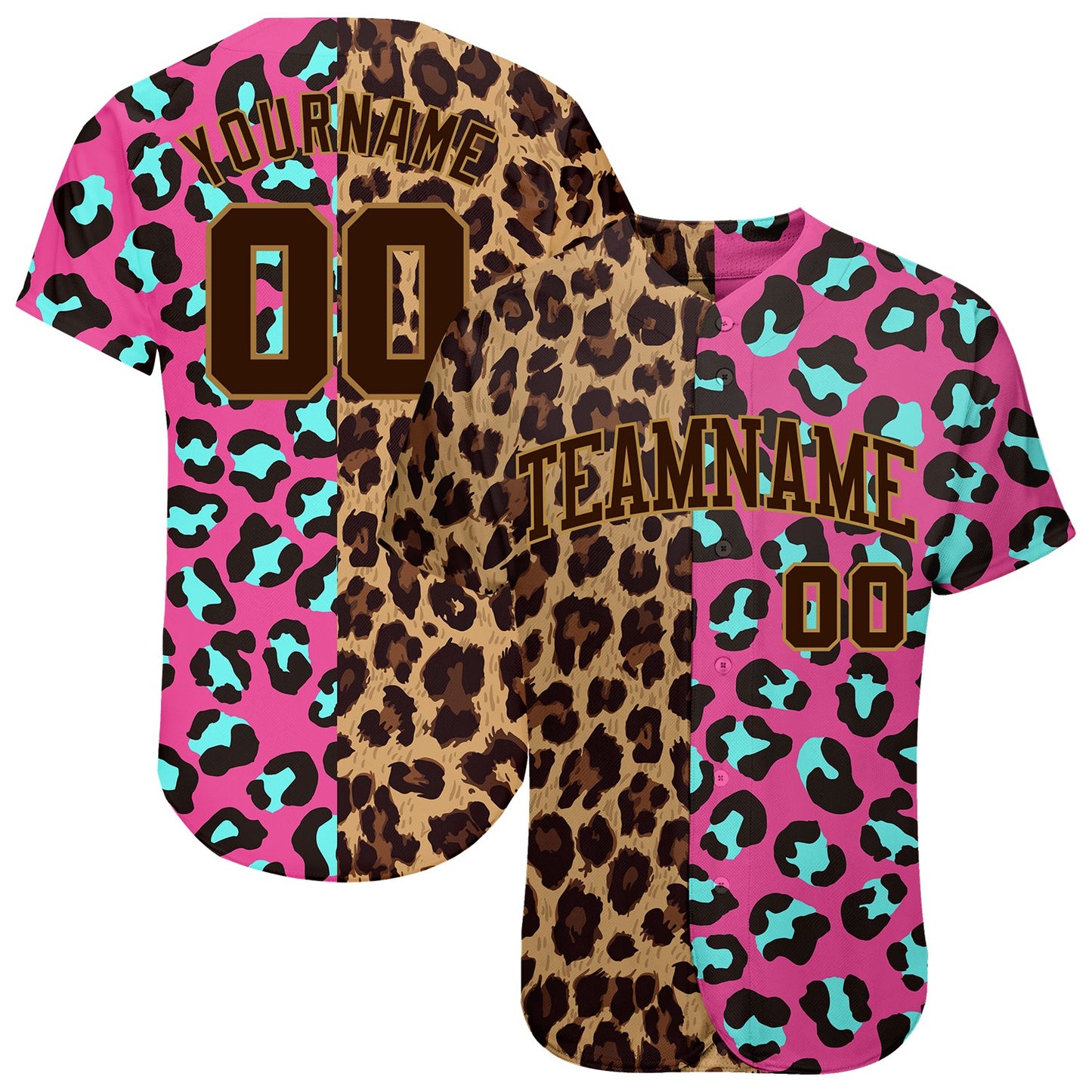 Custom 3D Pattern Design Leopard Authentic Baseball Jersey - Sky-Custom