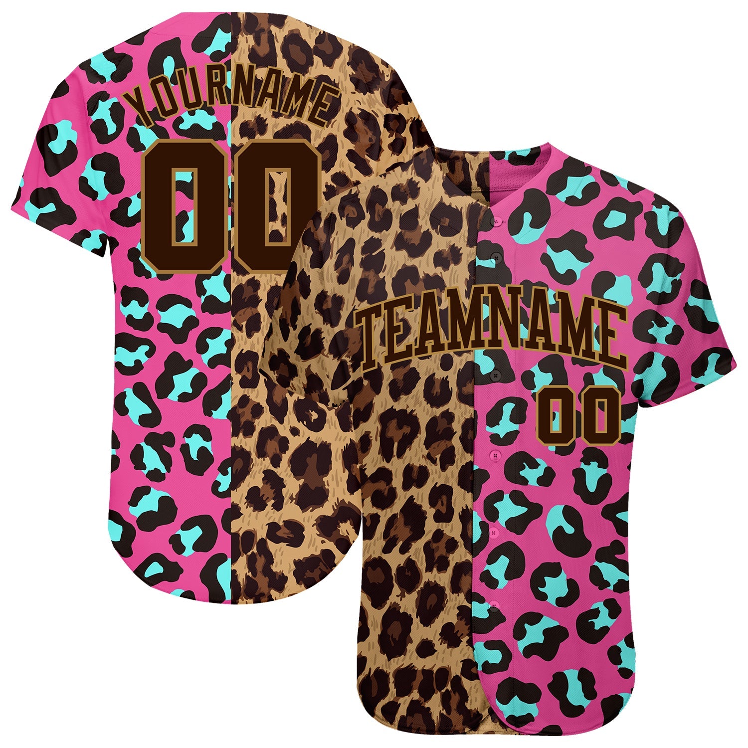 Custom 3D Pattern Design Leopard Authentic Baseball Jersey - Sky-Custom
