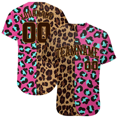 Custom 3D Pattern Design Leopard Authentic Baseball Jersey - Sky-Custom