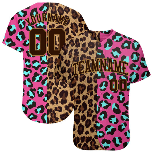Custom 3D Pattern Design Leopard Authentic Baseball Jersey - Sky-Custom