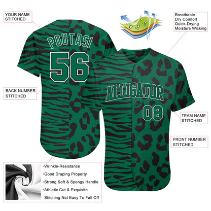 Custom 3D Pattern Design Leopard Skin Zebra Stripe Authentic Baseball Jersey - Sky-Custom