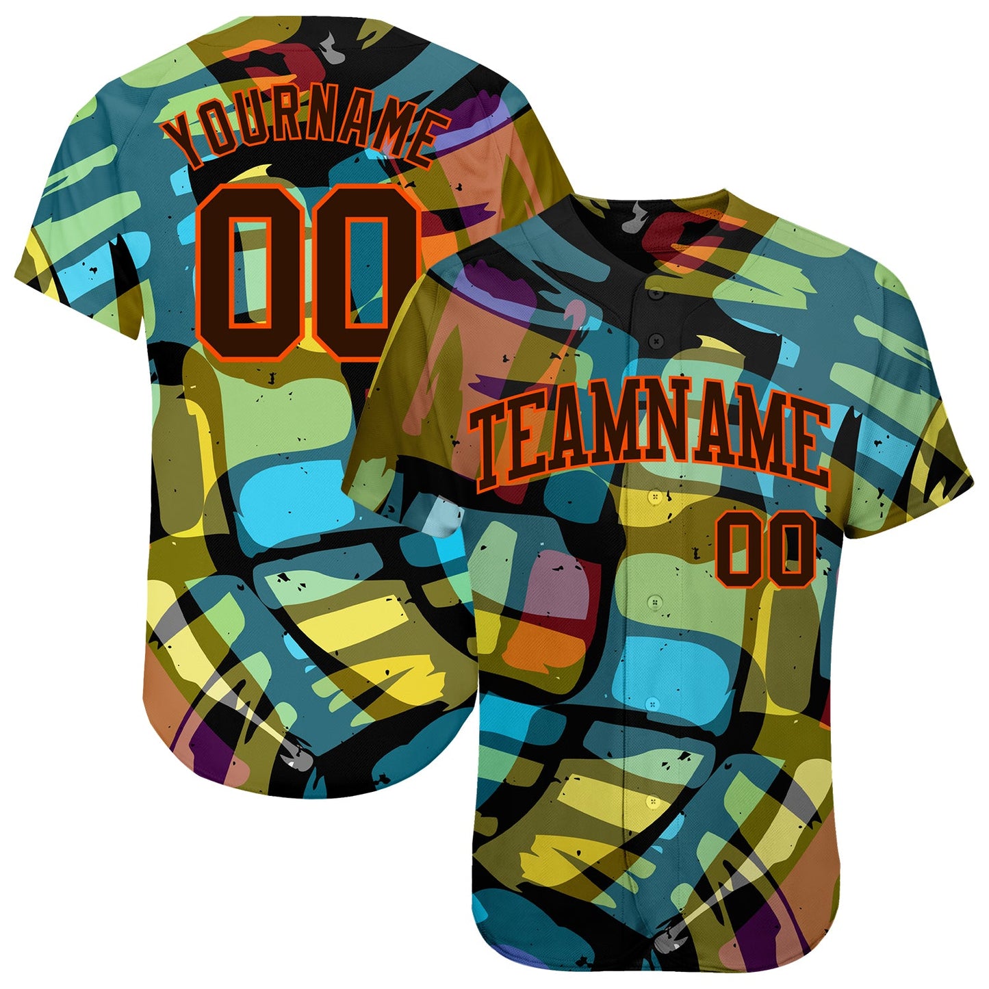 Custom 3D Pattern Design Abstract Graffiti Authentic Baseball Jersey - Sky-Custom